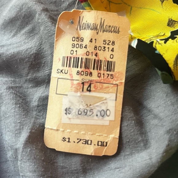 Emanuel Ungaro 100% Silk Floral Dress Size 14 NWT Neiman Marcus | Vintage Luxury - Picture 12 of 14